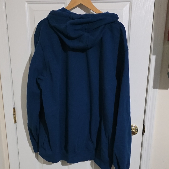 Carhartt Men's Navy Hoodie with Orange Logo - Picture 5 of 5